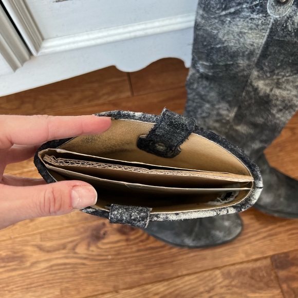 Grey/Black Frye glazed distressed crackle Melissa Pull on riding boots - Picture 11 of 16